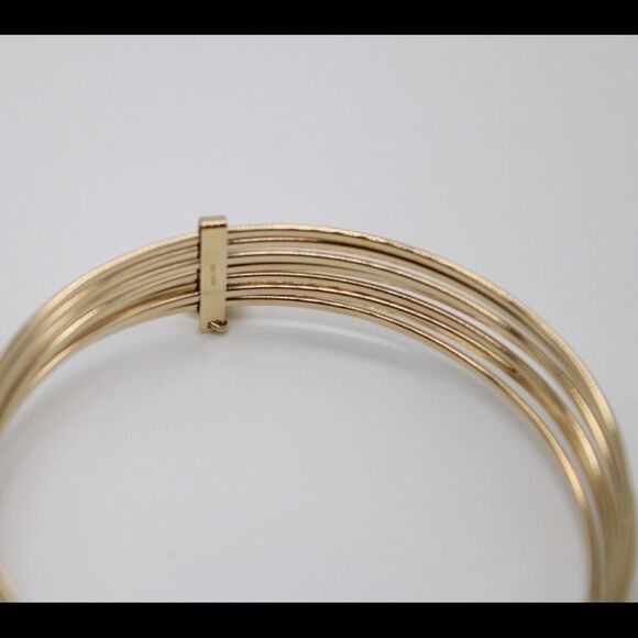 14K Gold Slip-on Set of 7 Textured Bangles - Picture 8 of 12